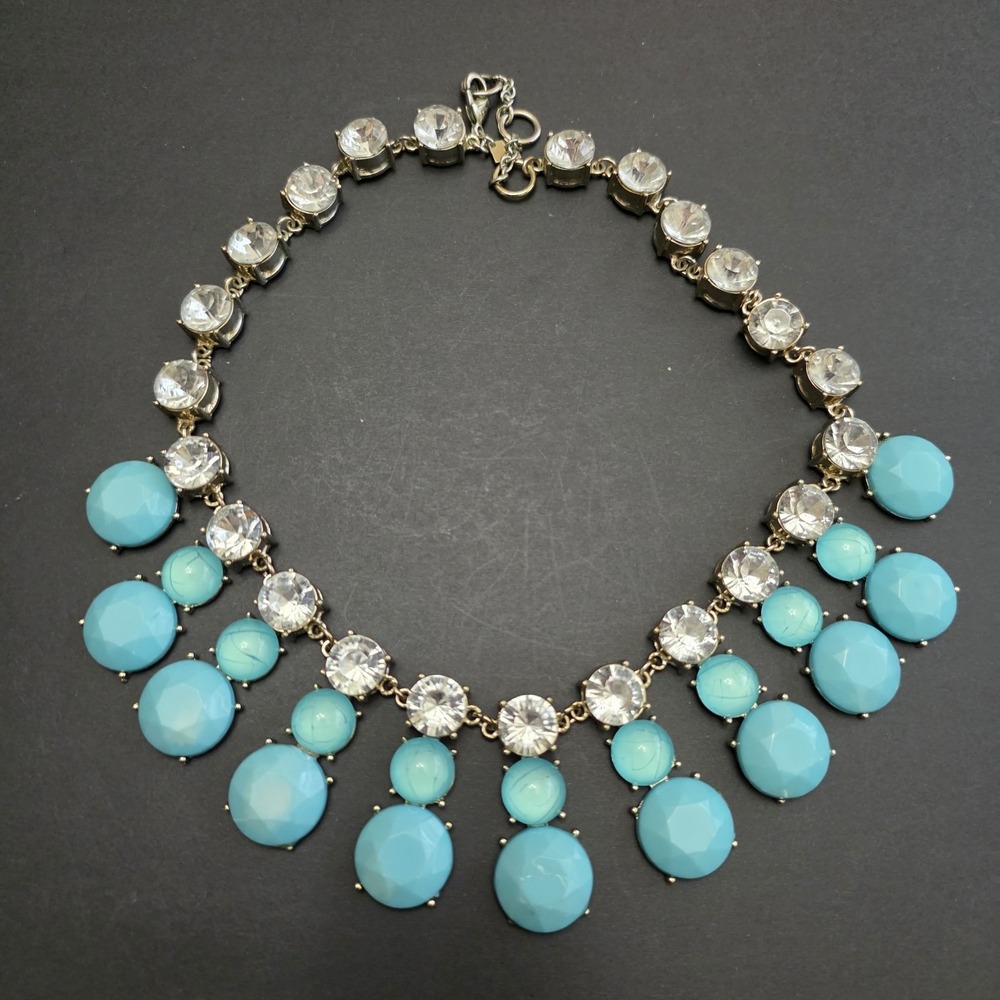 banana republic blue statement bib reverie necklace 19in BR vintage